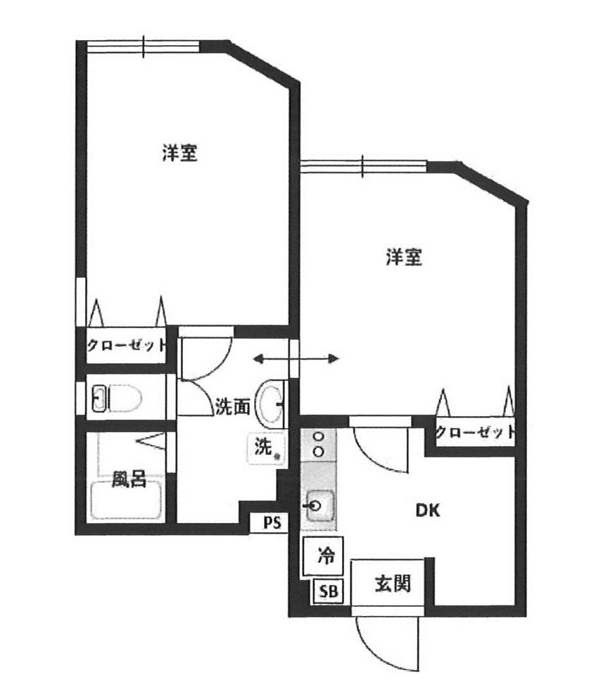 プラージュ鎌倉(2DK/1階)の間取り写真