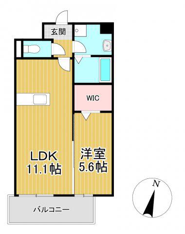 ラフレシーサ医大通(1LDK/3階)の間取り写真