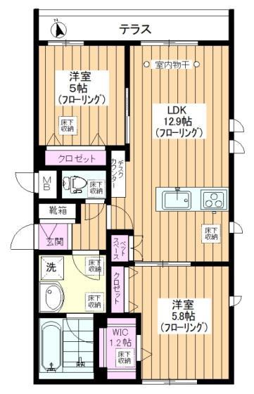 OPUS・1(2LDK/1階)の間取り写真