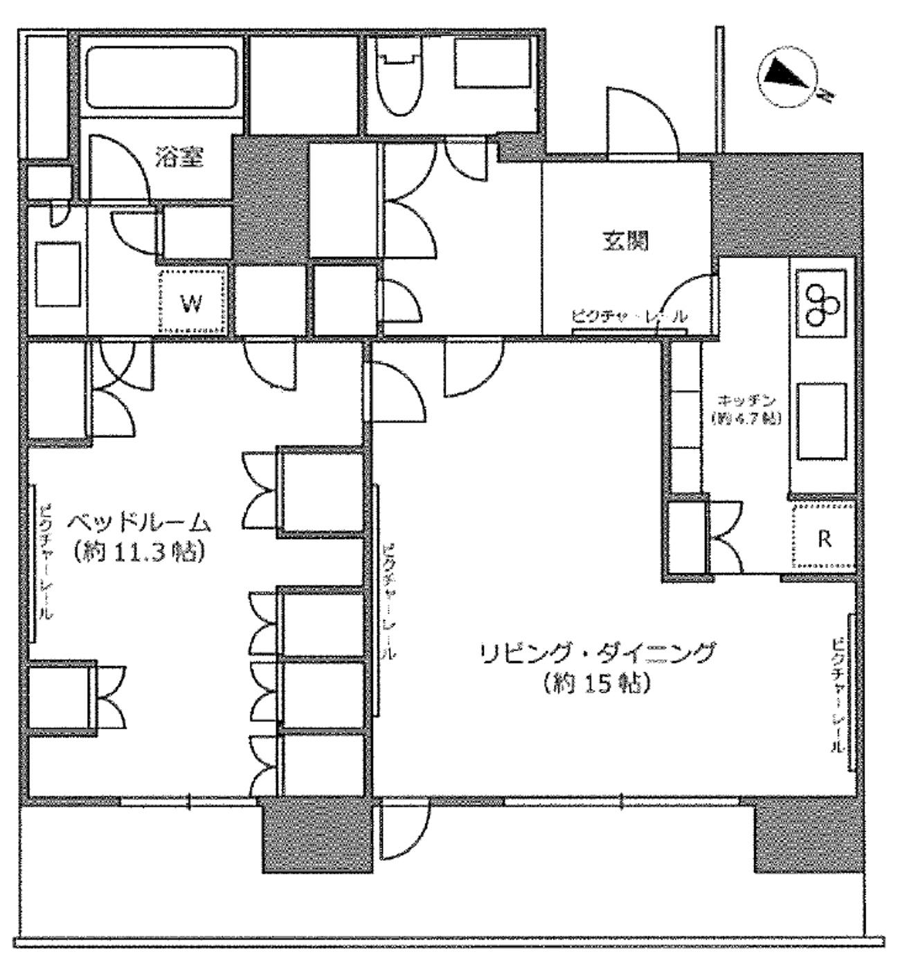 赤坂タワーレジデンスTOP OF THE HILL(1LDK/22階)の間取り写真