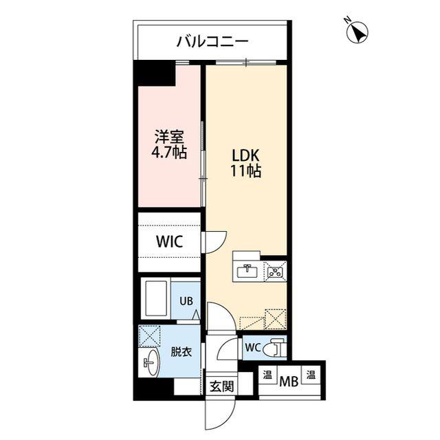 リベラ上大川前(1LDK/8階)の間取り写真