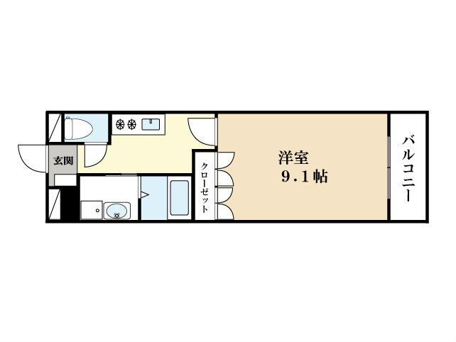 プエルタI(1K/2階)の間取り写真