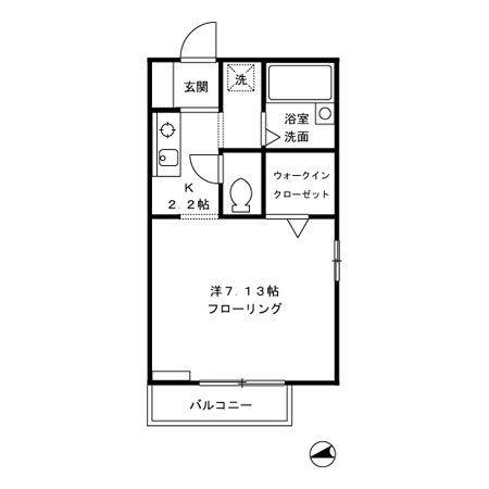 パルコート(1K/2階)の間取り写真