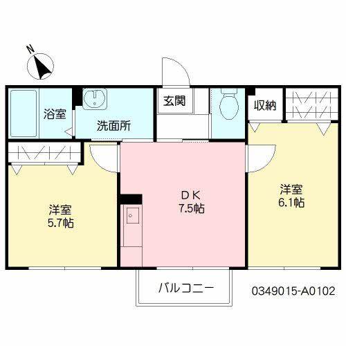 シャーメゾン大日A棟(2DK/1階)の間取り写真