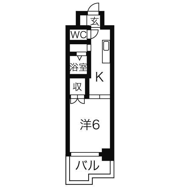 サンピアオカヤス(1K/4階)の間取り写真