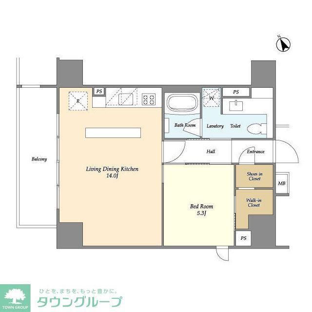 ASPRIME八丁堀(1LDK/14階)の間取り写真