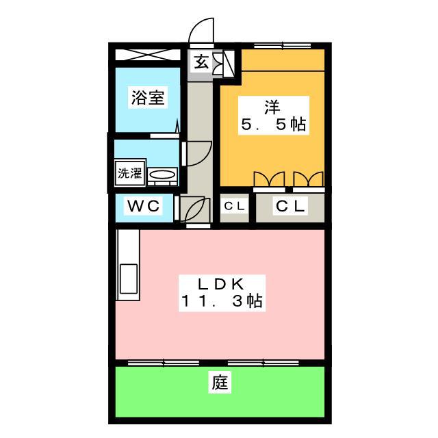 アルシオン(1LDK/1階)の間取り写真