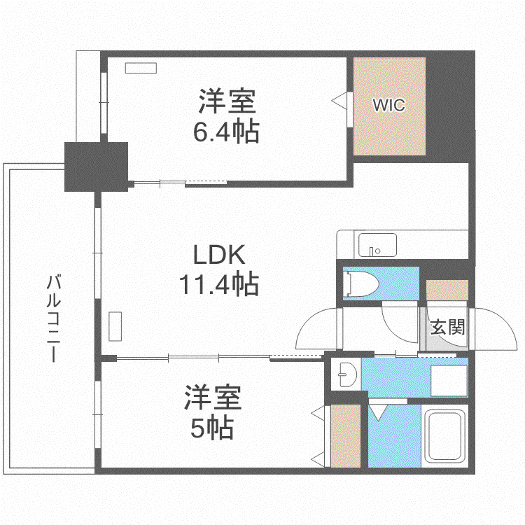 プライマル札幌桑園(2LDK/6階)の間取り写真