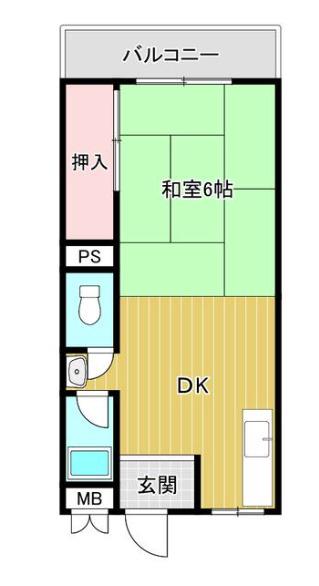 東園田マンション(1DK/2階)の間取り写真