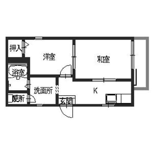 ホームズ飛鳥(2K/2階)の間取り写真