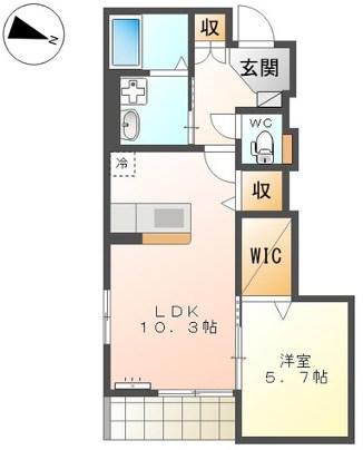 曽根崎町アパート(1LDK/1階)の間取り写真