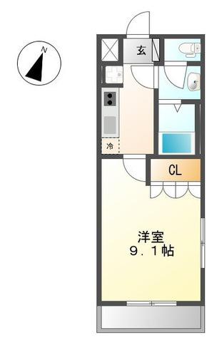 ディア ミルケーション(1K/2階)の間取り写真