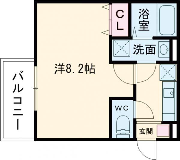 ジーメゾン青梅末広(1K/2階)の間取り写真