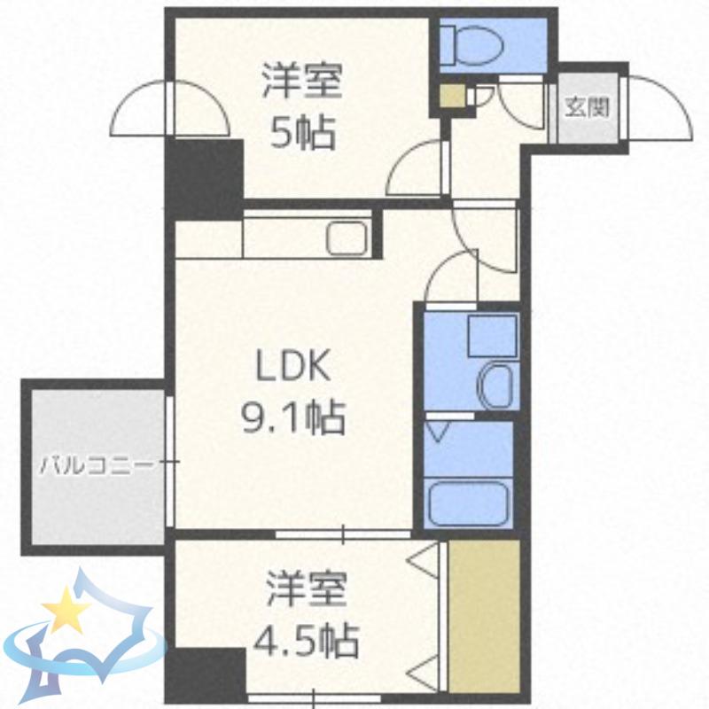 グランドジョラスN6(2LDK/2階)の間取り写真