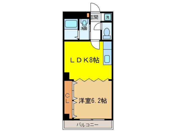FILLウエスト(1LDK/3階)の間取り写真