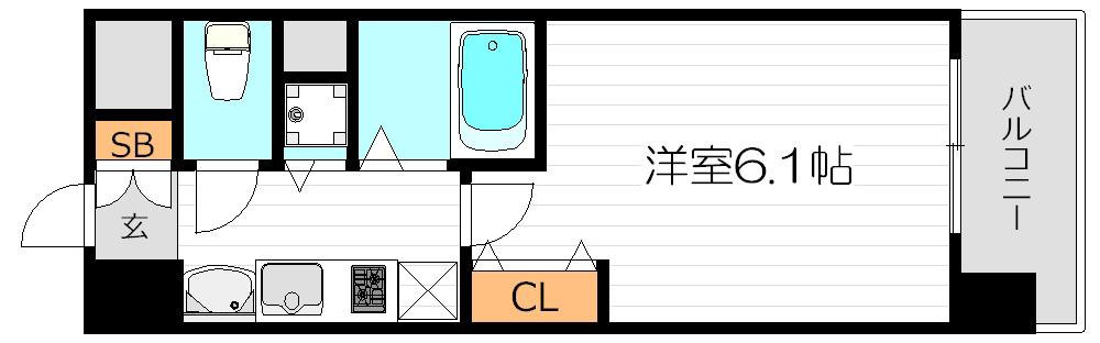 プレサンス天満橋アンジェ(1K/8階)の間取り写真