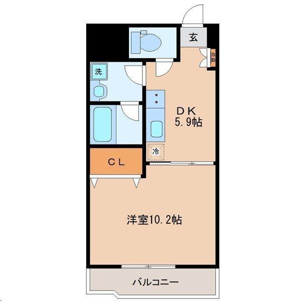 ウエストパーク支倉(1DK/7階)の間取り写真
