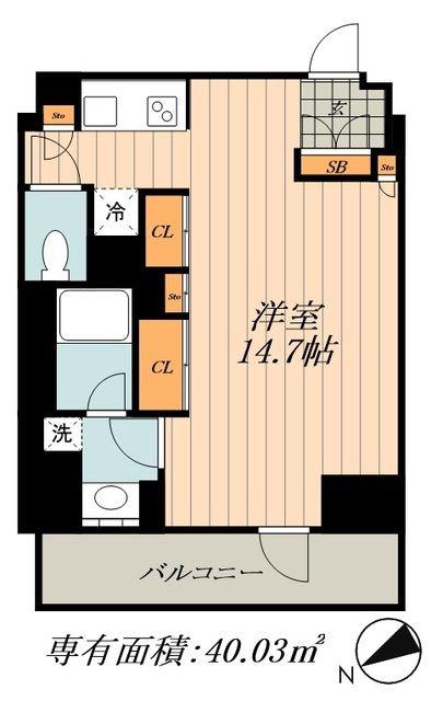 パークハビオ八丁堀(ワンルーム/9階)の間取り写真