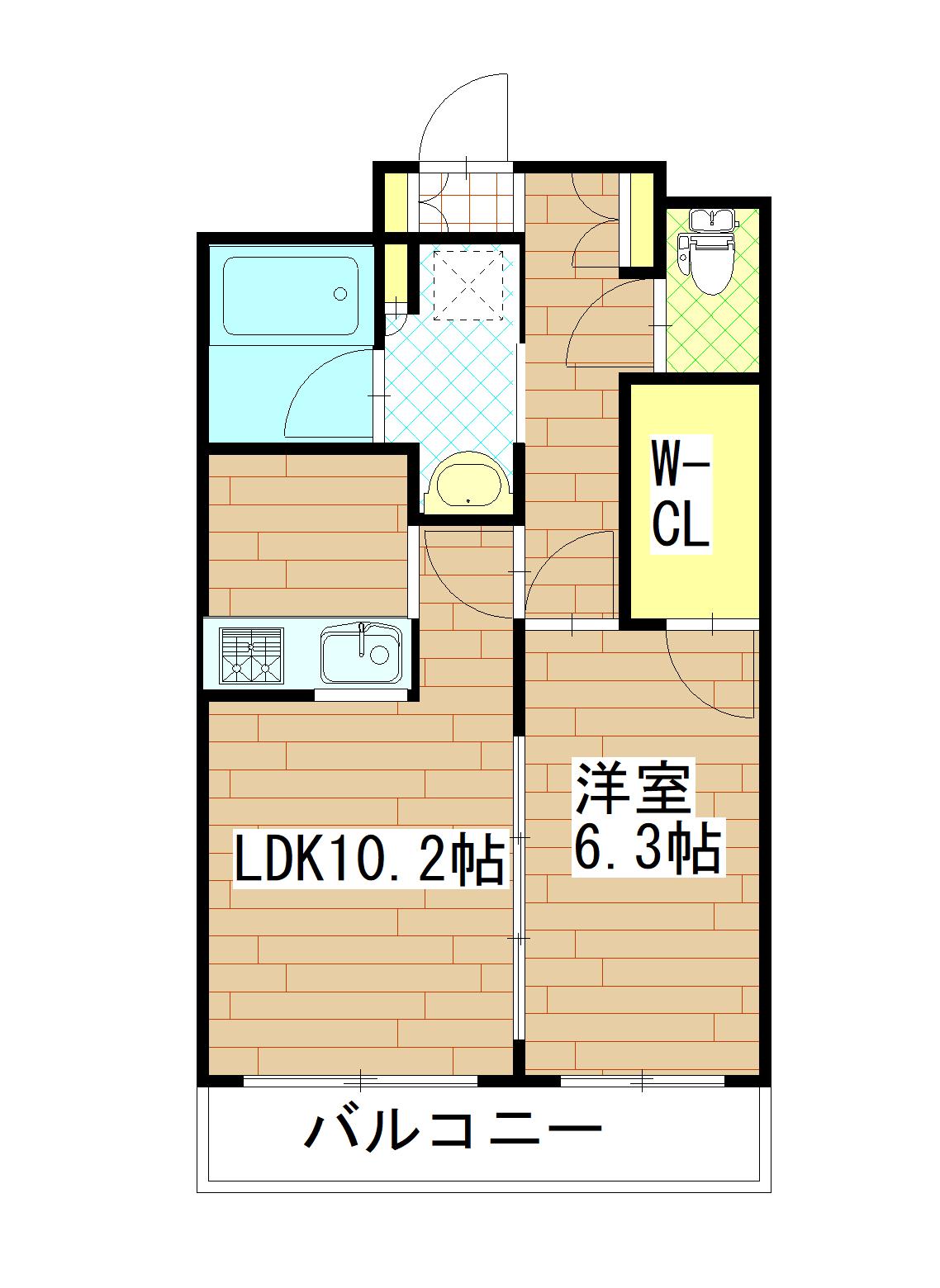 ロータス仙台中央(1LDK/6階)の間取り写真