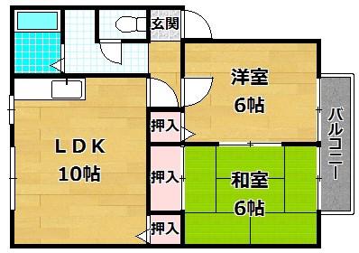 サンシャインI(2LDK/1階)の間取り写真