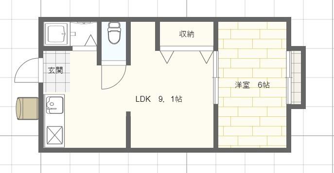 ミストラル白国(1LDK/2階)の間取り写真
