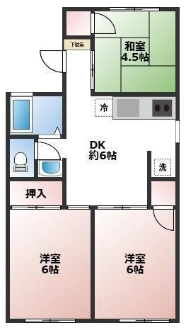 ドミ高坂(3DK/1階)の間取り写真