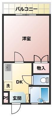 エクセル湯浅(1K/2階)の間取り写真