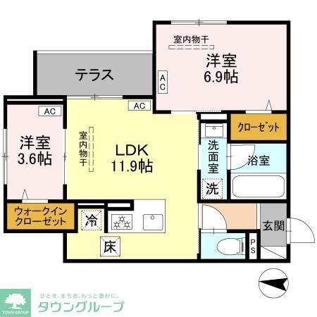 フリシュ深見(2LDK/1階)の間取り写真