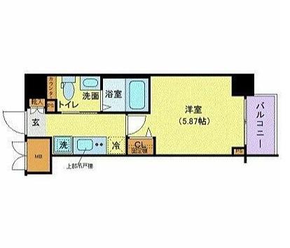 フェルクルールプレスト西横浜(1K/3階)の間取り写真