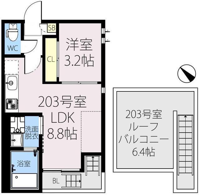 GRANDTIC 悠(1LDK/2階)の間取り写真