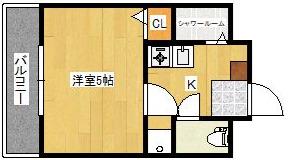 ラフィネ(1K/1階)の間取り写真