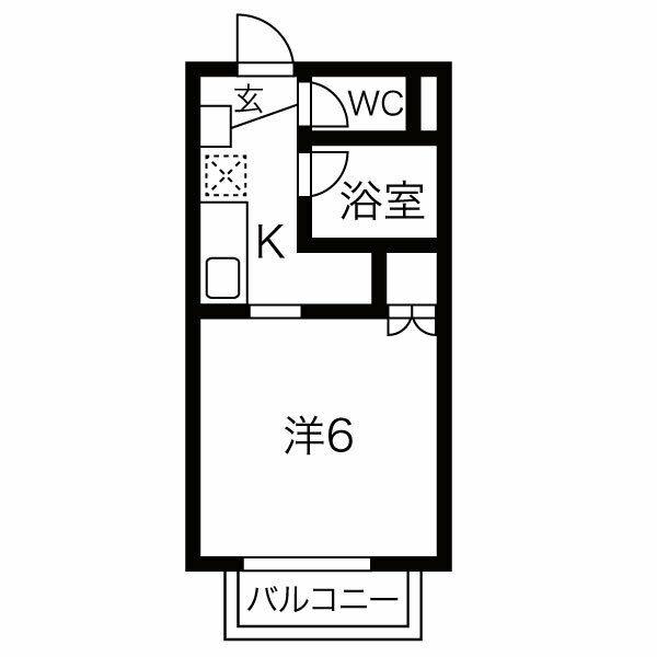 サープラスワンリバー(1K/2階)の間取り写真