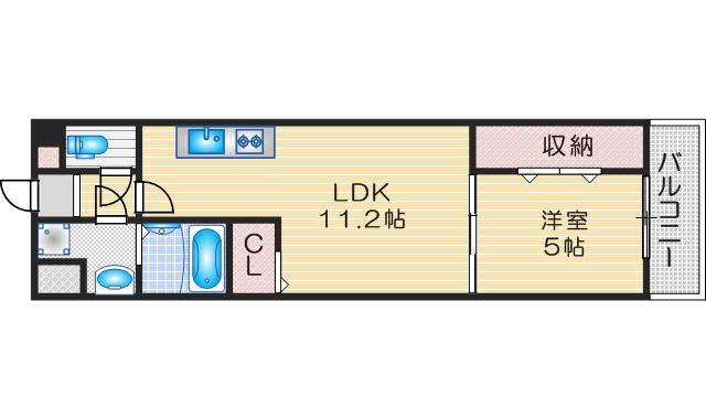 ビエラコート岸部中(1LDK/4階)の間取り写真