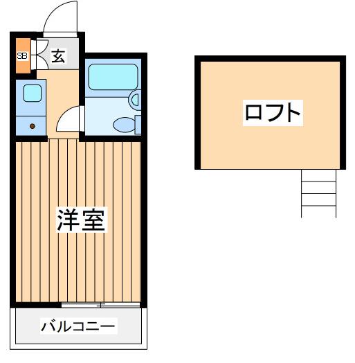 あっぷるはうすルルドⅠ(ワンルーム/2階)の間取り写真