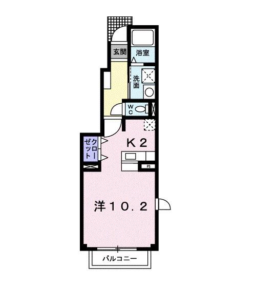セレーノB(ワンルーム/1階)の間取り写真