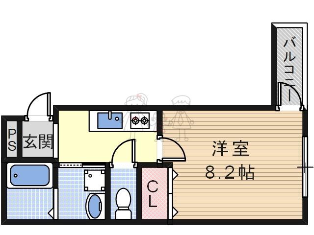 フジパレス桑津(1K/1階)の間取り写真