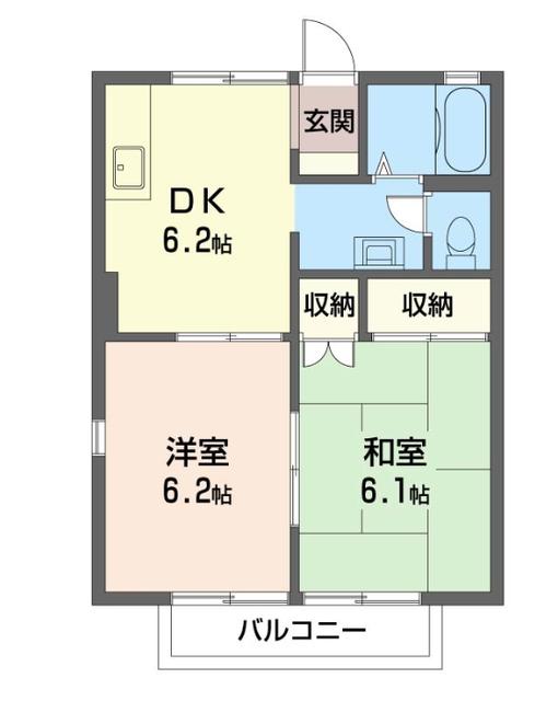 フォーリーフL(2DK/1階)の間取り写真
