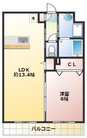 ヴァンヴェール セレクト(1LDK/1階)の間取り写真