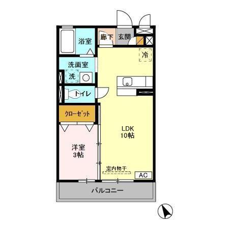 ベルデュール(1LDK/2階)の間取り写真