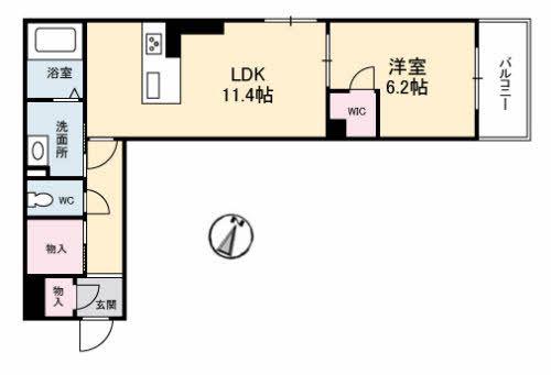 アーテル(1LDK/2階)の間取り写真