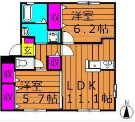 グレイス今(2LDK/1階)の間取り写真