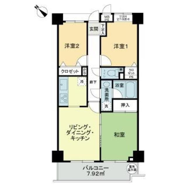 ライオンズマンション草加東(3LDK/3階)の間取り写真