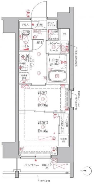 クレイシアIDZ台東竜泉(2K/2階)の間取り写真