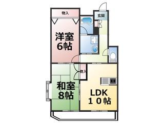 パラッツオヨシダ(2LDK/4階)の間取り写真