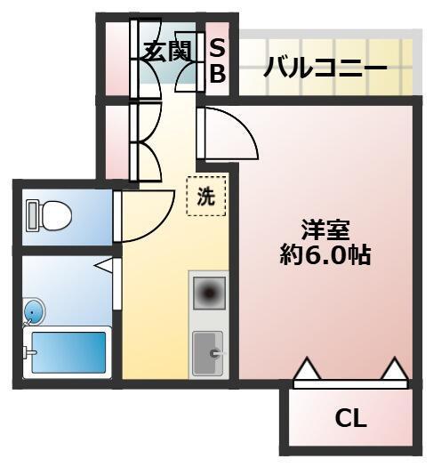 ブリリアントハウス(1K/3階)の間取り写真