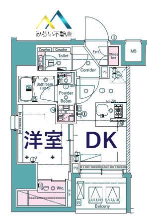 SYFORME SHINKOYASU(1DK/3階)の間取り写真