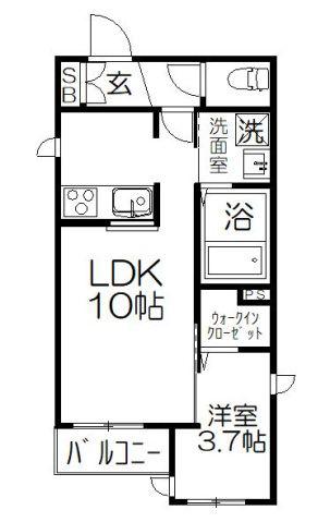 CORNERSOLEIL(1LDK/4階)の間取り写真