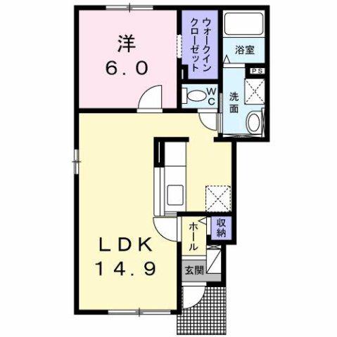 ベルメゾン 中鈴蘭II(1LDK/1階)の間取り写真