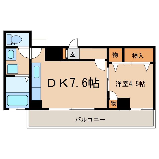 リテラス鹿屋弐番館(1DK/3階)の間取り写真