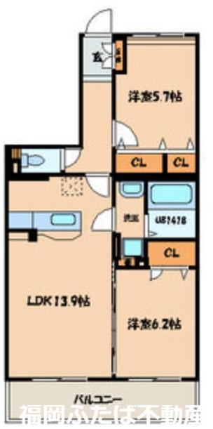 MERVEILLE CY-MA(2LDK/2階)の間取り写真